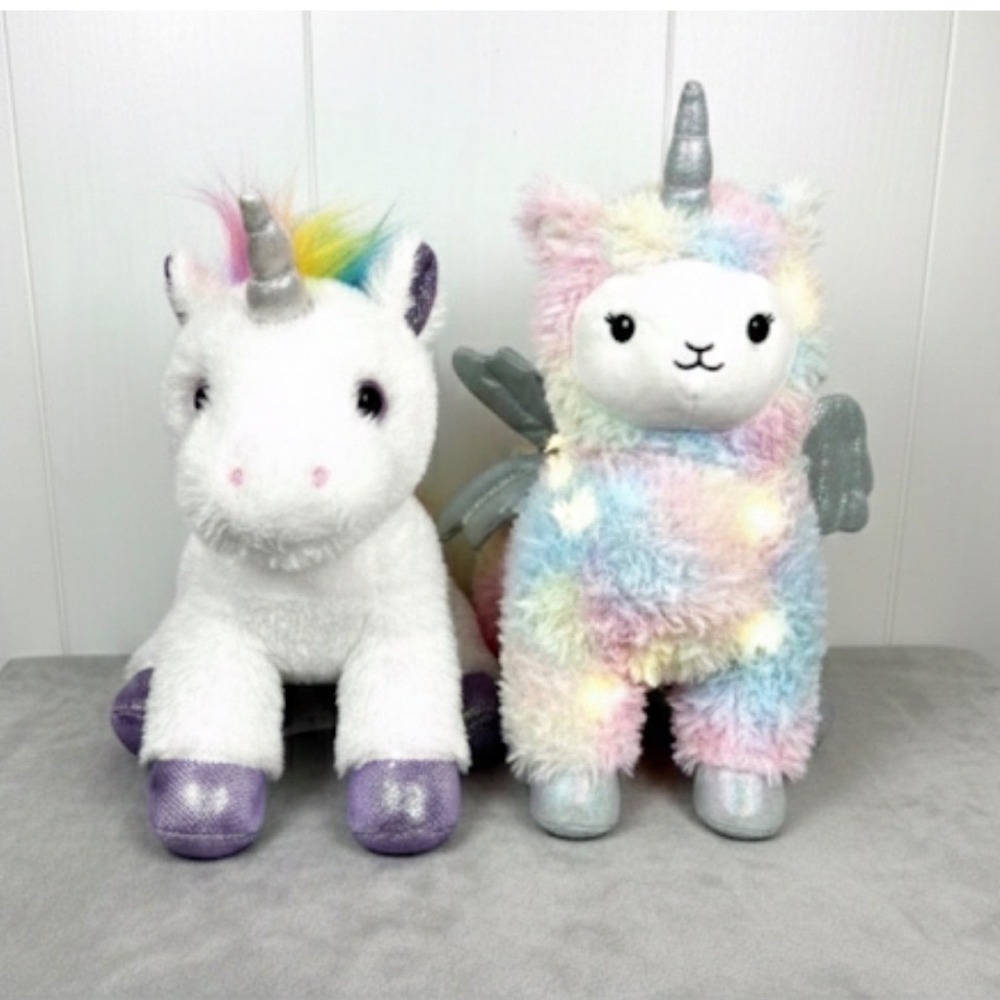 Rainbow Unicorn Plush Bundle Sparkle Tales and FAO Glow‎ Brights Llamacorn